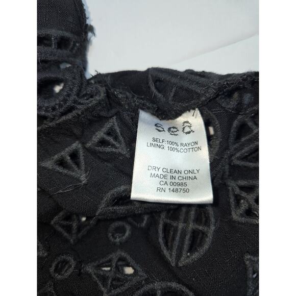Sea New York Eyelet and Lace Sleeveless Top Black Peplum Style Women’s Size 0 - Picture 3 of 12